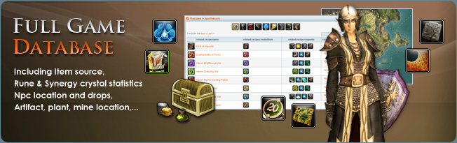 Rift database: abilities, achievements, artifacts, items, factions, NPCs, quests, recipes and zones